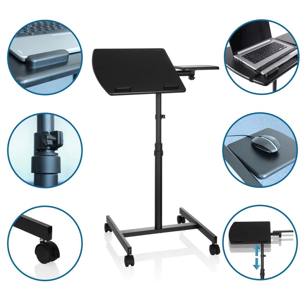 Numéro de l'image du produit 4: Table haute/support pour ordinateur portable hjh OFFICE avec roulettes VM-SL, noir