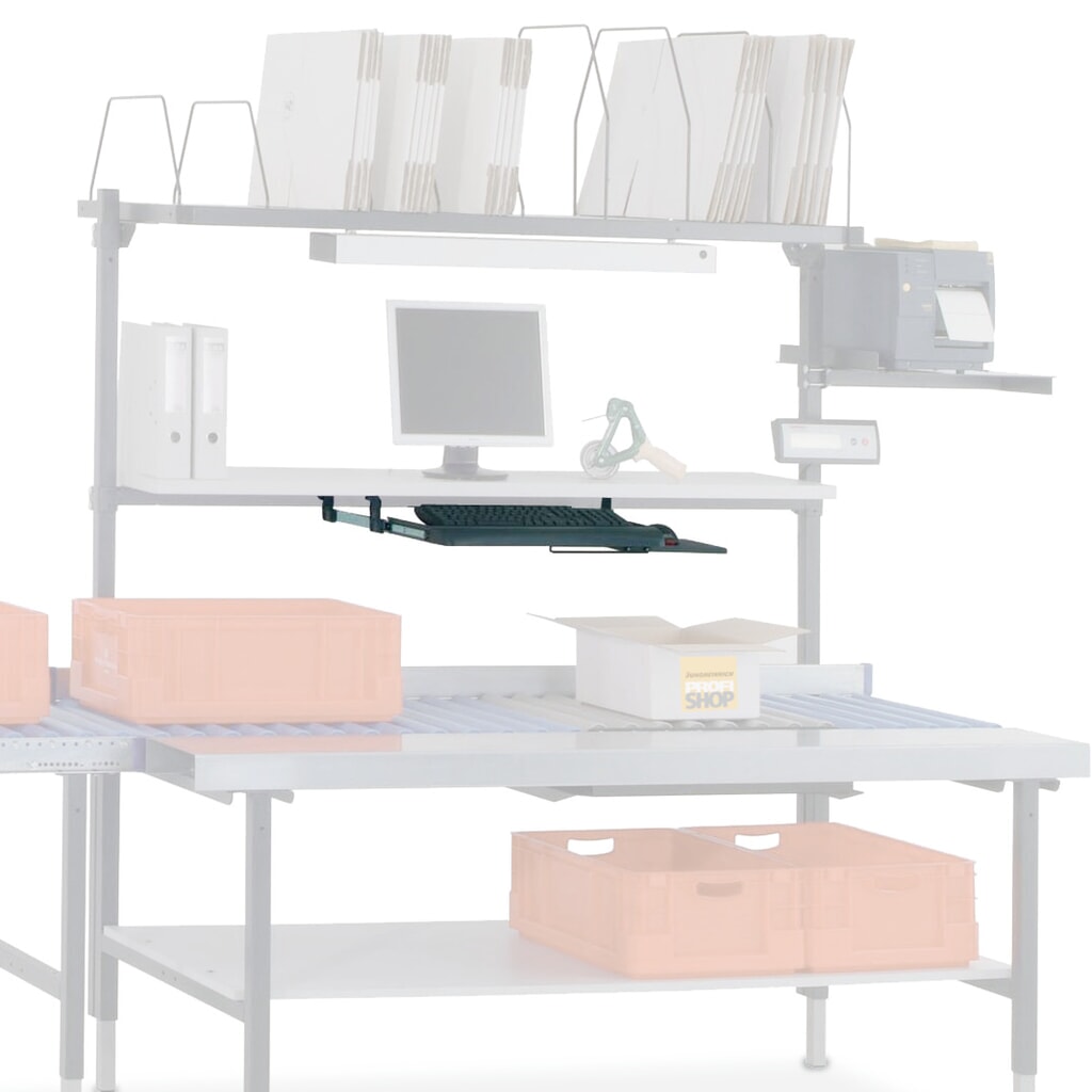 Illustration du produit: Plateau pour clavier et souris pour table d’emballage Rocholz, coulissant, H x l x P 110 x 600 x 420 mm