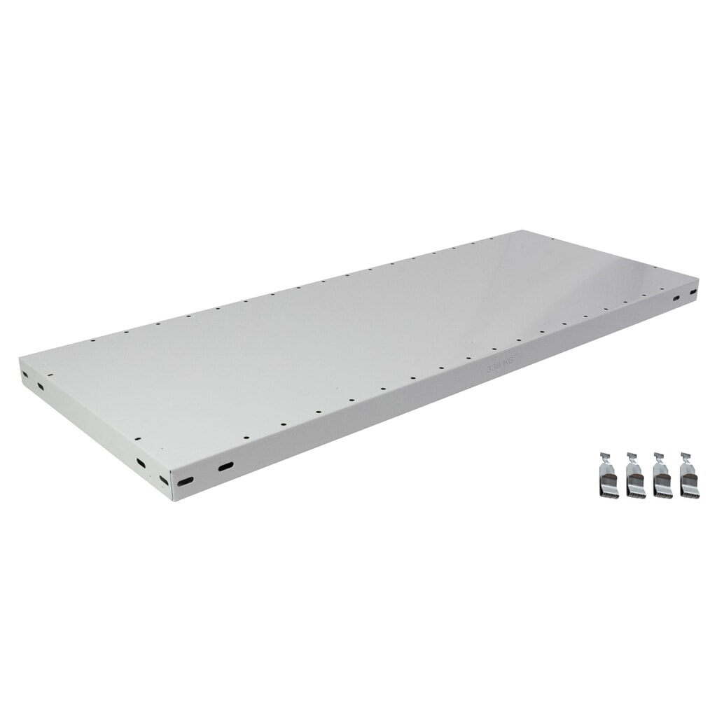 Illustration du produit: Tablette MULTIplus330 pour rayonnage à tablettes SCHULTE, charge par tablette 330 kg, gris clair, larg. x prof. 1 000 x 300 mm