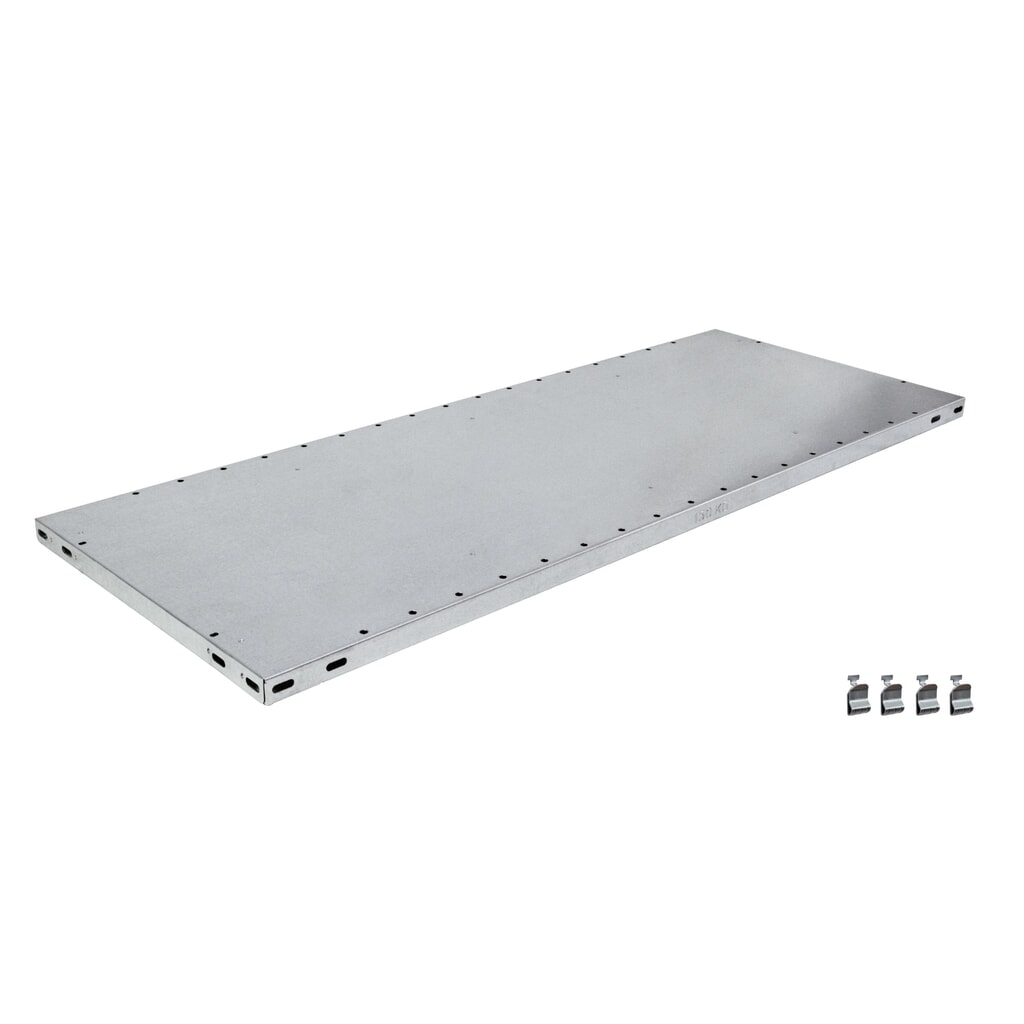 Tablette pour rayonnage à tablettes SCHULTE système enfichable, charge par tablette 150 kg, galvanisée, l x P 1000 x 300 mm Illustration du produit: Tablette pour rayonnage à tablettes SCHULTE système enfichable, charge par tablette 150 kg, galvanisée, l x P 1000 x 300 mm