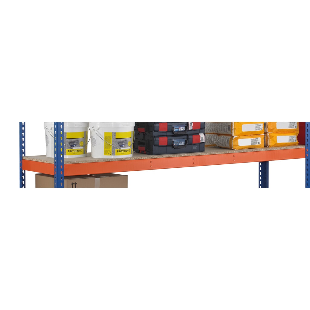 Tablette pour rayonnage grande portée SCHULTE avec panneaux agglomérés, l x P 1 536 x 469 mm, orange N° de l'image du produit 2 : Tablette pour rayonnage grande portée SCHULTE avec panneaux agglomérés, l x P 1 536 x 469 mm, orange