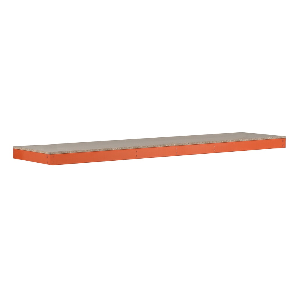 Tablette pour rayonnage grande portée SCHULTE avec panneaux agglomérés, l x P 1 536 x 469 mm, orange N° de l'image du produit 1 : Tablette pour rayonnage grande portée SCHULTE avec panneaux agglomérés, l x P 1 536 x 469 mm, orange