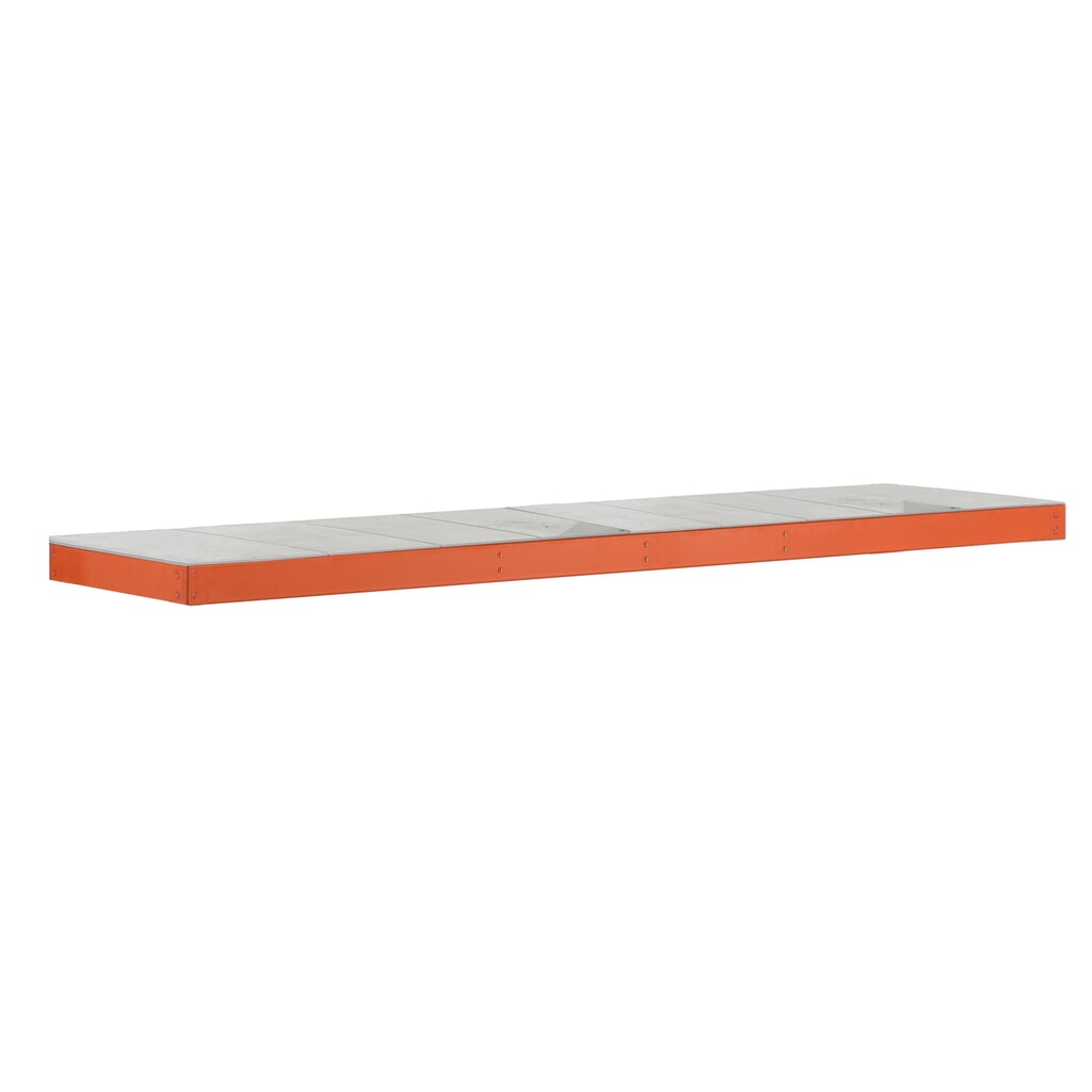 Tablette pour rayonnage grande portée SCHULTE avec panneaux en acier, l x P 1 536 x 469 mm, orange Illustration du produit: Tablette pour rayonnage grande portée SCHULTE avec panneaux en acier, l x P 1 536 x 469 mm, orange