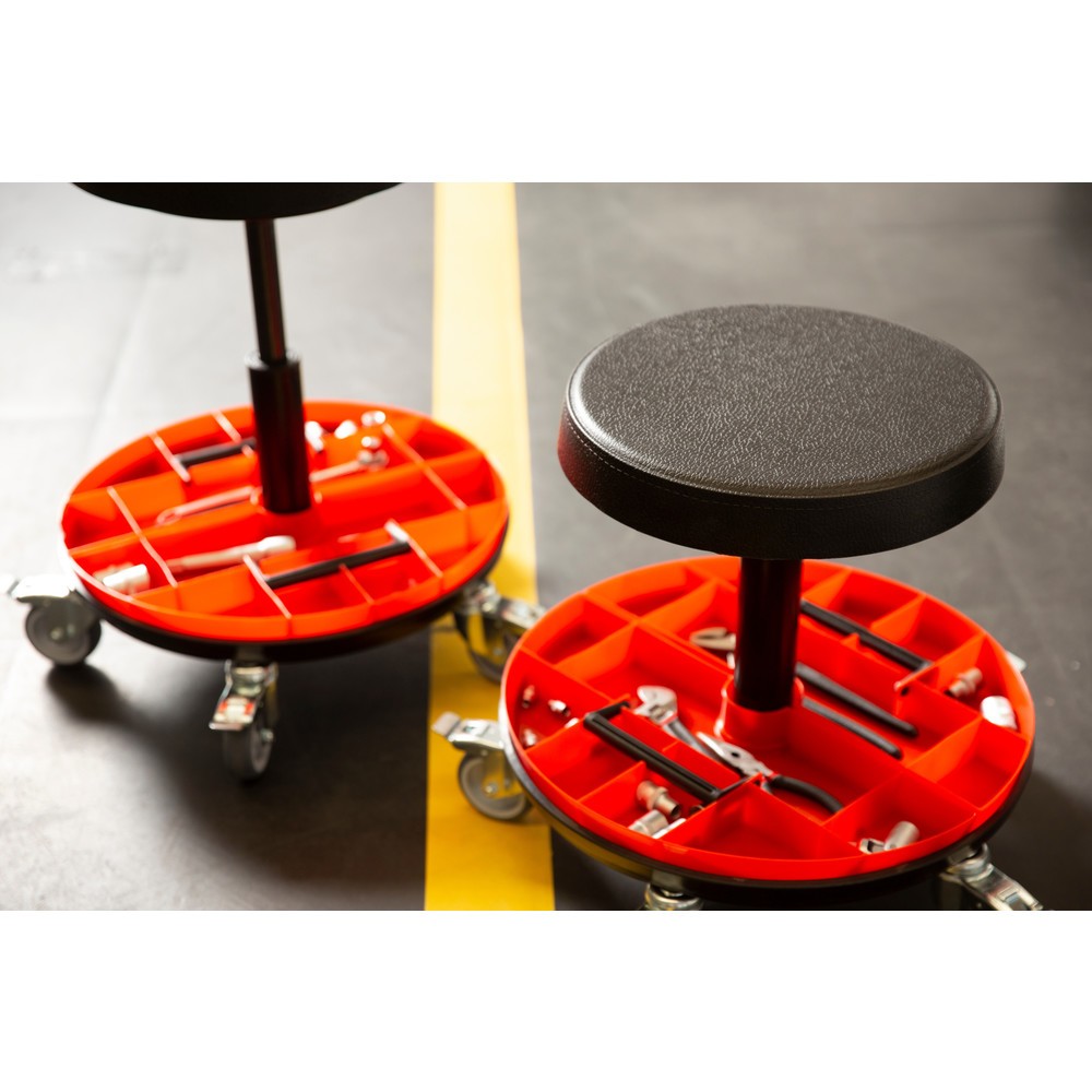 Numéro de l'image du produit 3: Tabouret avec plateau porte-outils en 2 parties, hauteur d’assise 520 à 545 mm, roulettes
