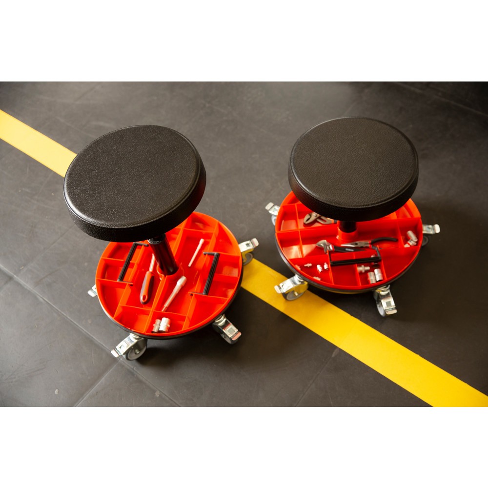 Numéro de l'image du produit 6: Tabouret avec plateau porte-outils en 2 parties, hauteur d’assise 520 à 545 mm, roulettes