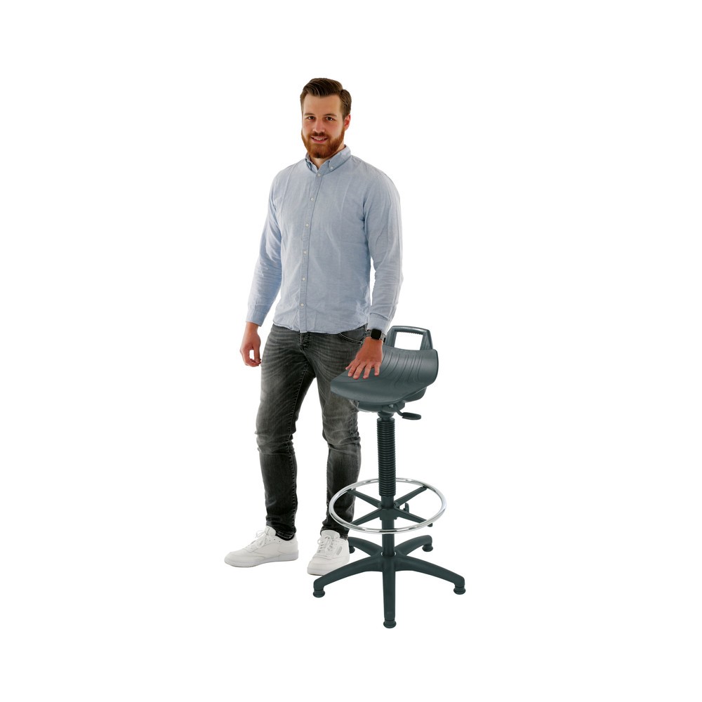 Numéro de l'image du produit 2: Tabouret HEMMDAL Premium, assise en PP, hauteur d'assise 630-890 mm, patins, anneau repose-pied