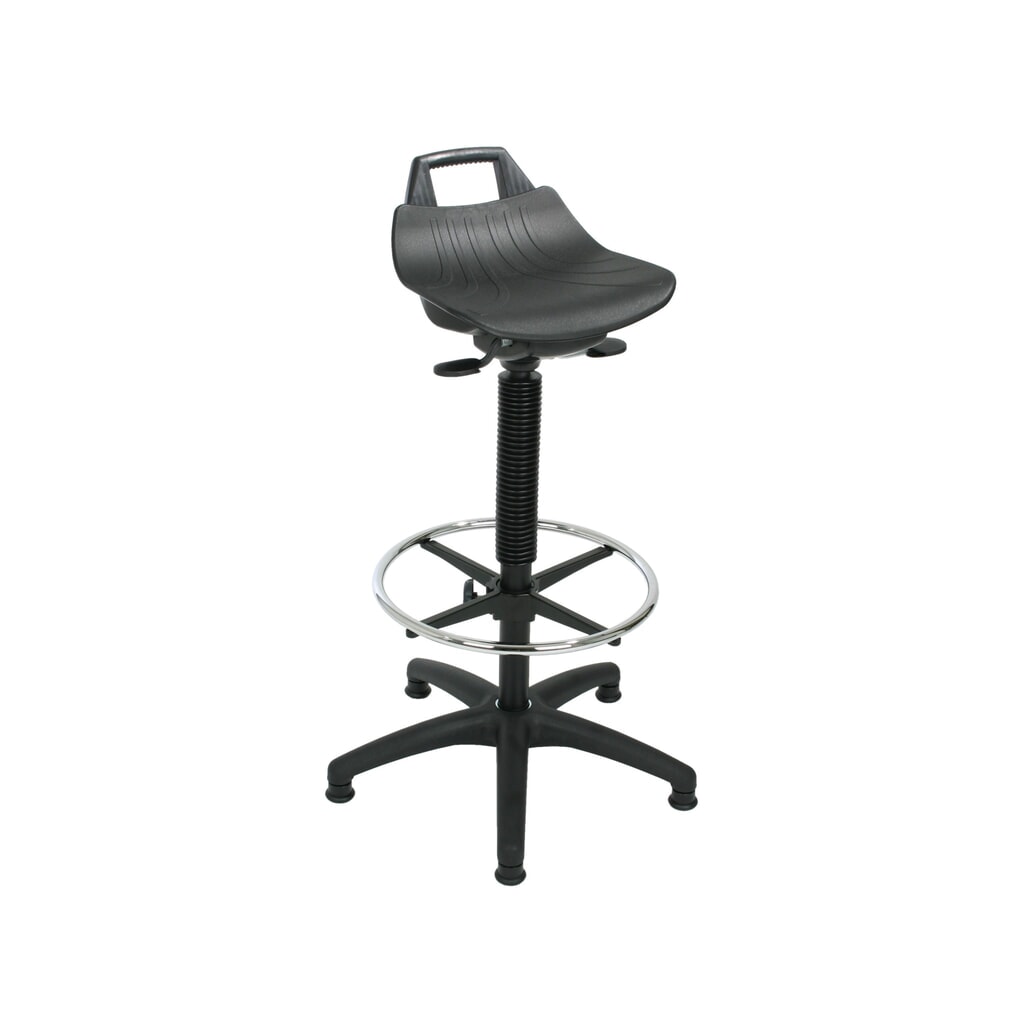 Illustration du produit: Tabouret HEMMDAL Premium, assise en PP, hauteur d'assise 630-890 mm, patins, anneau repose-pied
