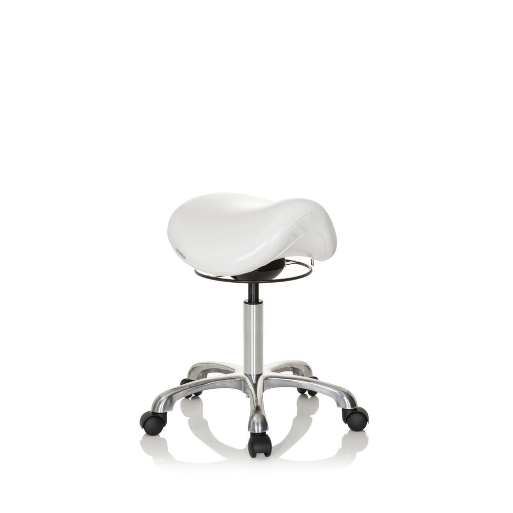 Numéro de l'image du produit 2: Tabouret-selle / Siège-selle hjh OFFICE ORTHO SIT PU similicuir, blanc