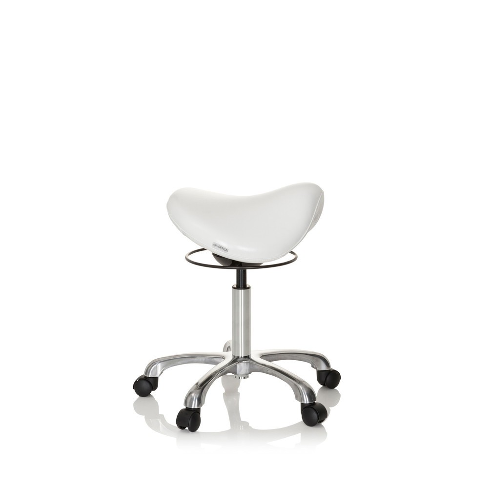 Numéro de l'image du produit 3: Tabouret-selle / Siège-selle hjh OFFICE ORTHO SIT PU similicuir, blanc