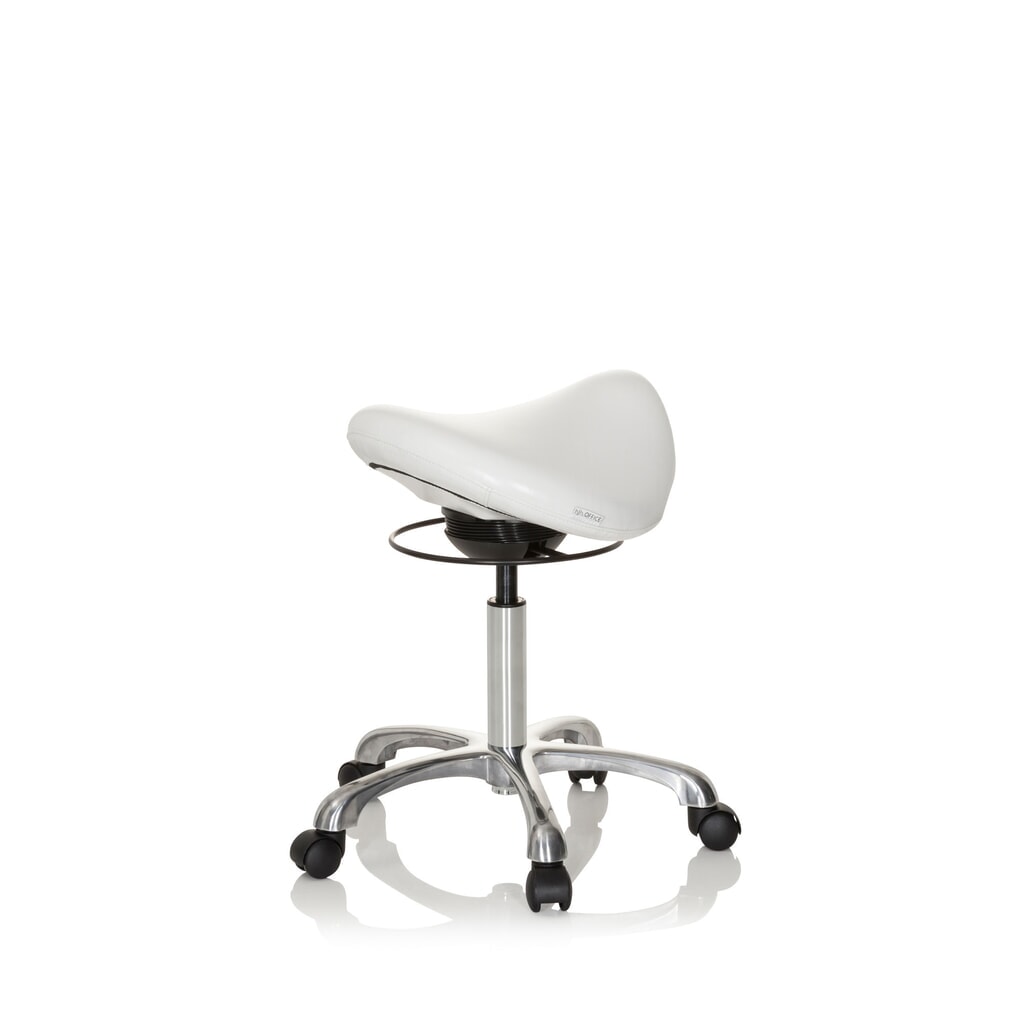 N° de l'image du produit 5 : hjh OFFICE tabouret ergonomique / tabouret-selle ORTHO SIT PU similicuir, blanc