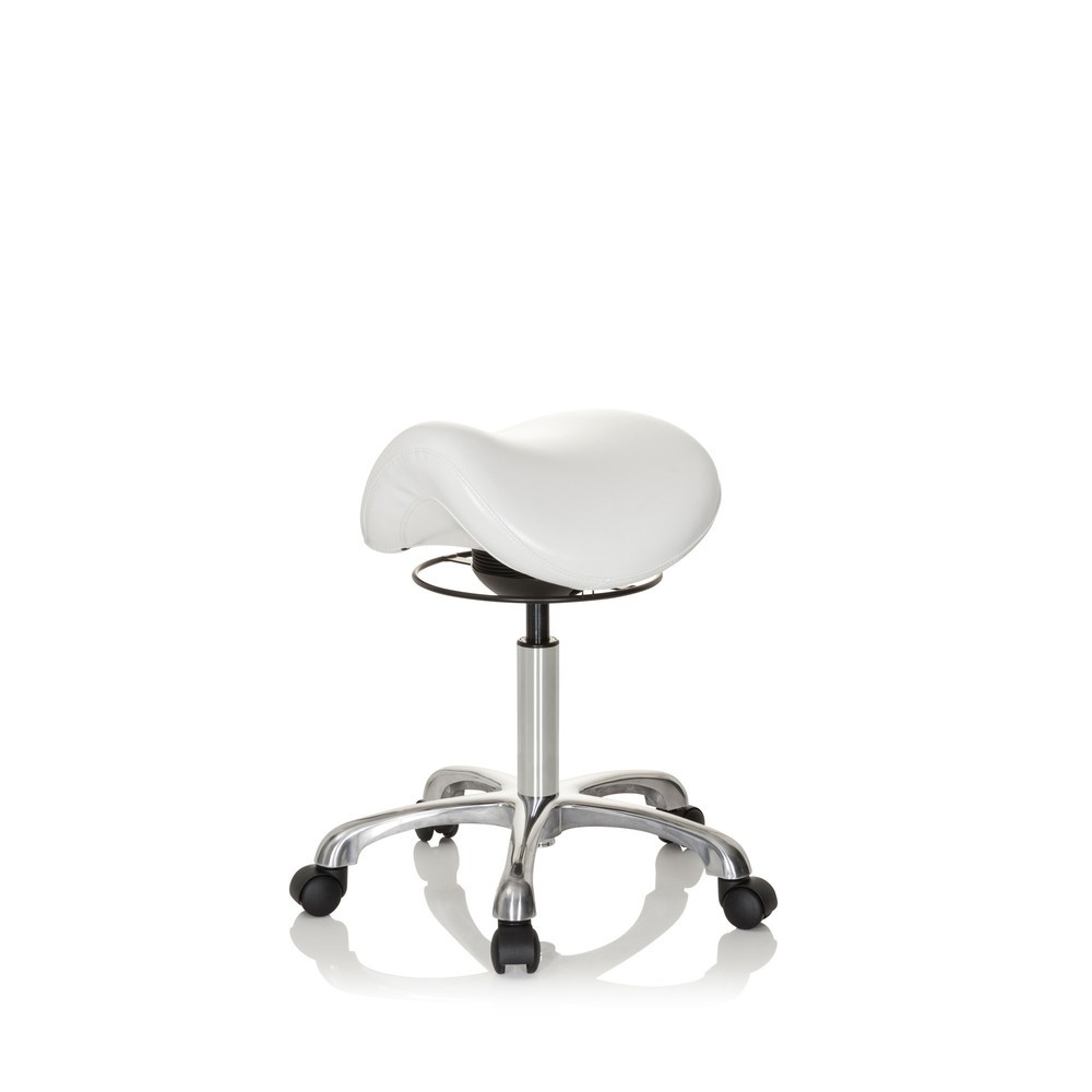 Numéro de l'image du produit 9: Tabouret-selle / Siège-selle hjh OFFICE ORTHO SIT PU similicuir, blanc