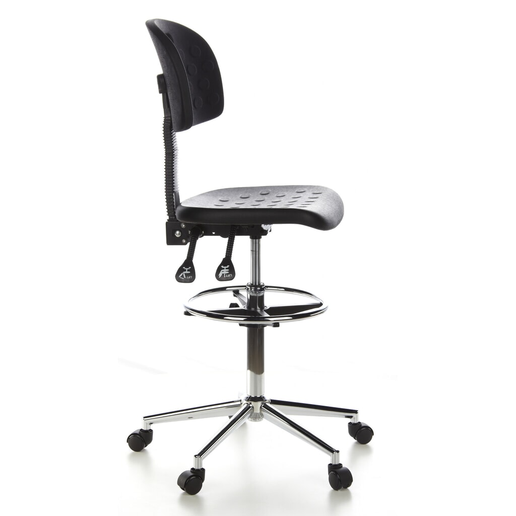 Tabouret / tabouret pivotant hjh OFFICE TOP WORK 23 similicuir, noir N° de l'image du produit 3 : Tabouret / tabouret pivotant hjh OFFICE TOP WORK 23 similicuir, noir