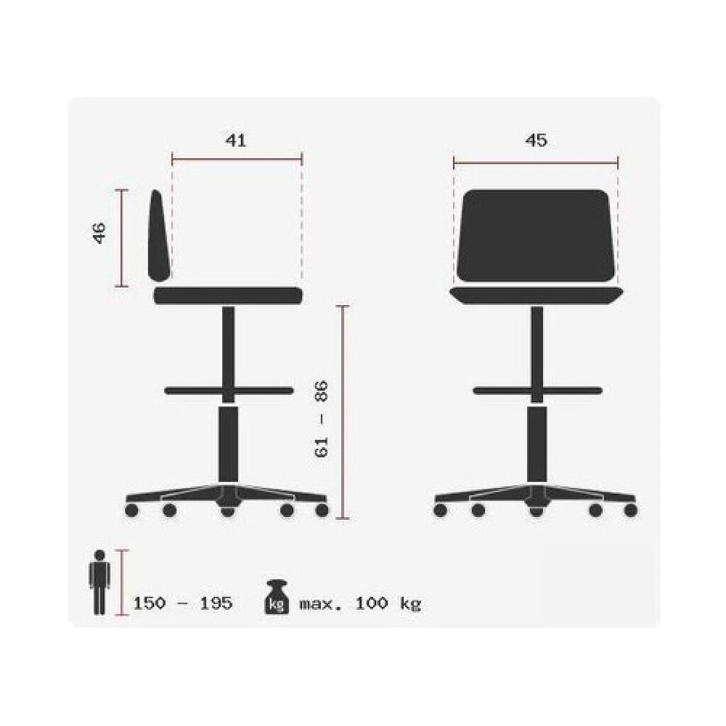 N° de l'image du produit 10 : Tabouret / tabouret pivotant hjh OFFICE TOP WORK 23 similicuir, noir