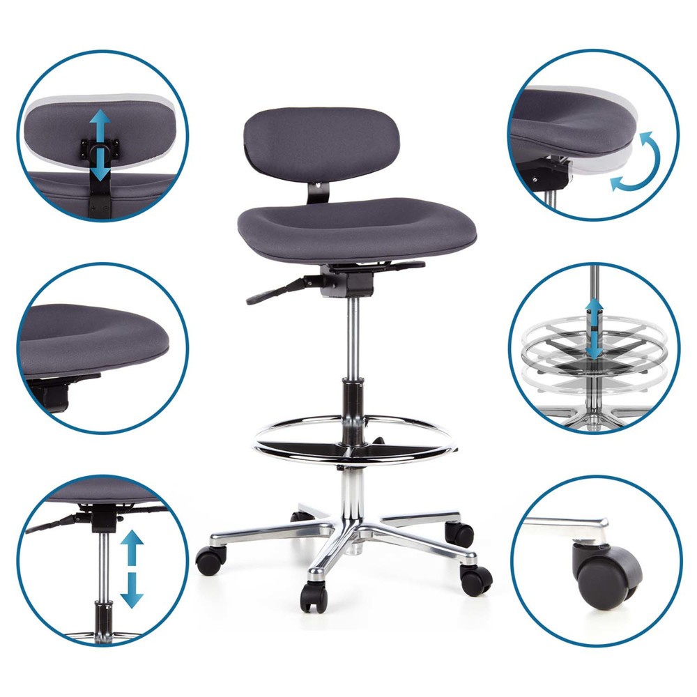Numéro de l'image du produit 10: Tabouret / tabouret pivotant hjh OFFICE WORK MF tissu, anthracite