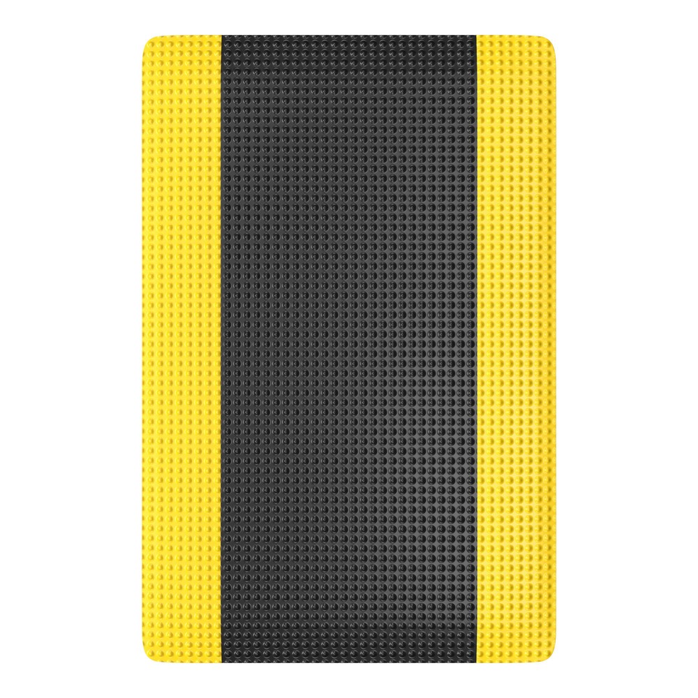 Numéro de l'image du produit 2: Tapis anti-fatigue en PVC, face arrière en vinyle microcellulaire, l x P 600 x 910 mm, noir/jaune