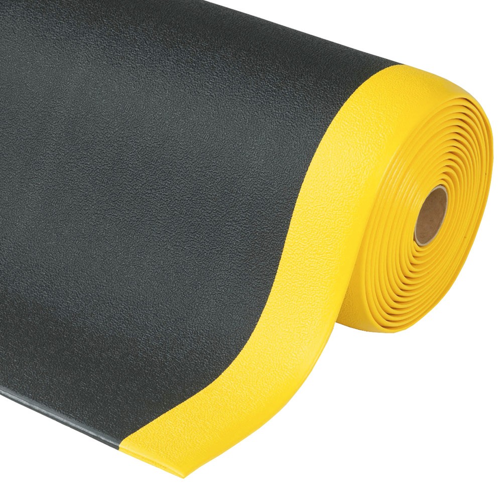 Numéro de l'image du produit 1: Tapis anti-fatigue, PVC/mousse de vinyle, strié, mct x 600 mm, noir/jaune