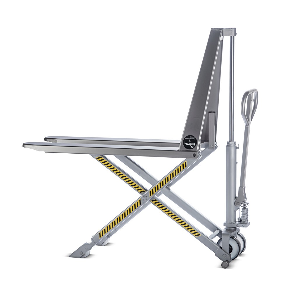 Numéro de l'image du produit 5: Transpalette à ciseaux en acier inoxydable INOX avec levée rapide, longueur des fourches 1 200 mm, nylon