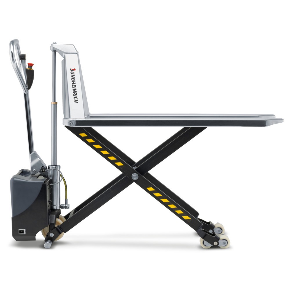 Numéro de l'image du produit 4: Transpalette à ciseaux en acier inoxydable Jungheinrich AMX I15e, capacité de charge 1 500 kg, longueur des fourches 1 200 mm, nylon