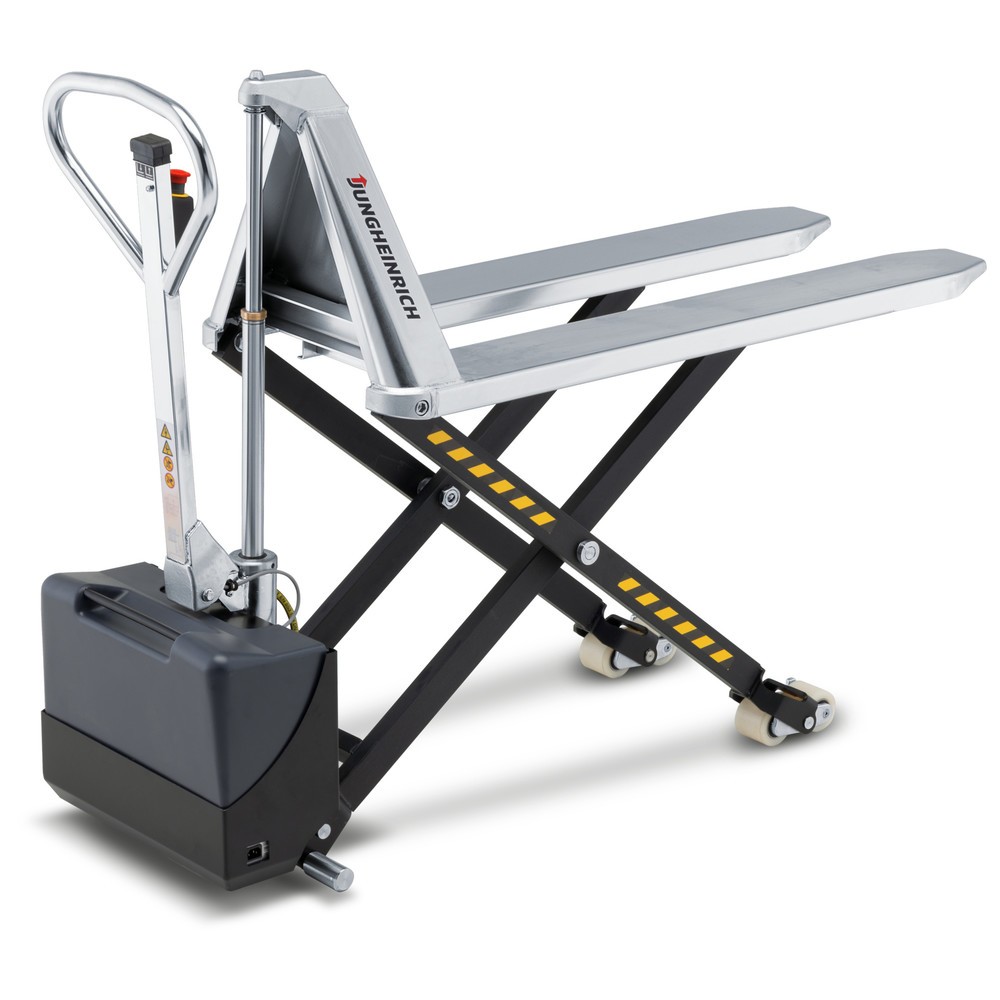 Numéro de l'image du produit 5: Transpalette à ciseaux en acier inoxydable Jungheinrich AMX I15e, capacité de charge 1 500 kg, longueur des fourches 1 200 mm, nylon