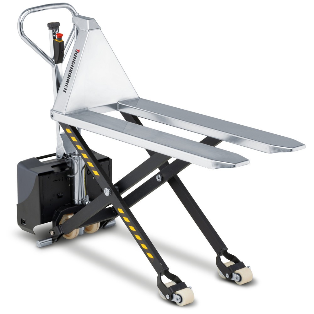 Numéro de l'image du produit 6: Transpalette à ciseaux en acier inoxydable Jungheinrich AMX I15e, capacité de charge 1 500 kg, longueur des fourches 1 200 mm, nylon