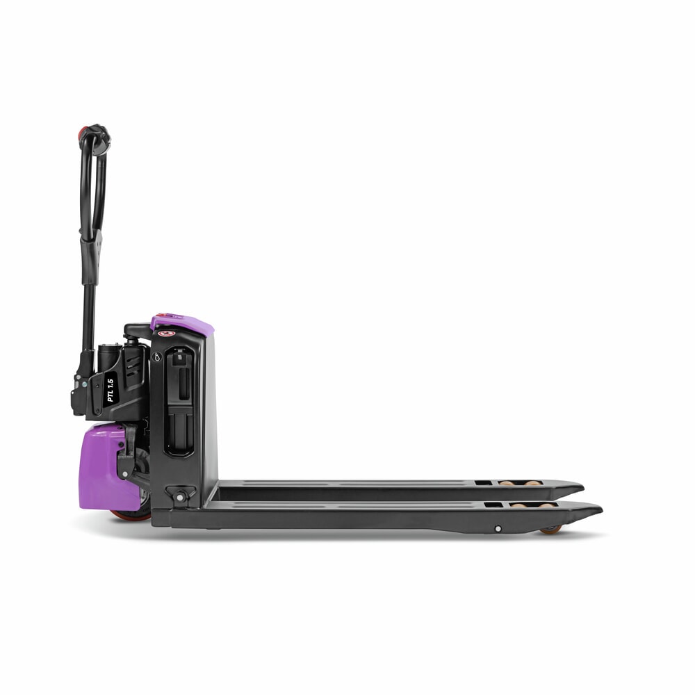 N° de l'image du produit 4 : Transpalette électrique AntOn par Jungheinrich PTL 1.5, extra-large pour palettes spéciales, capacité de charge 1 500 kg, longueur de fourche 1.150 mm