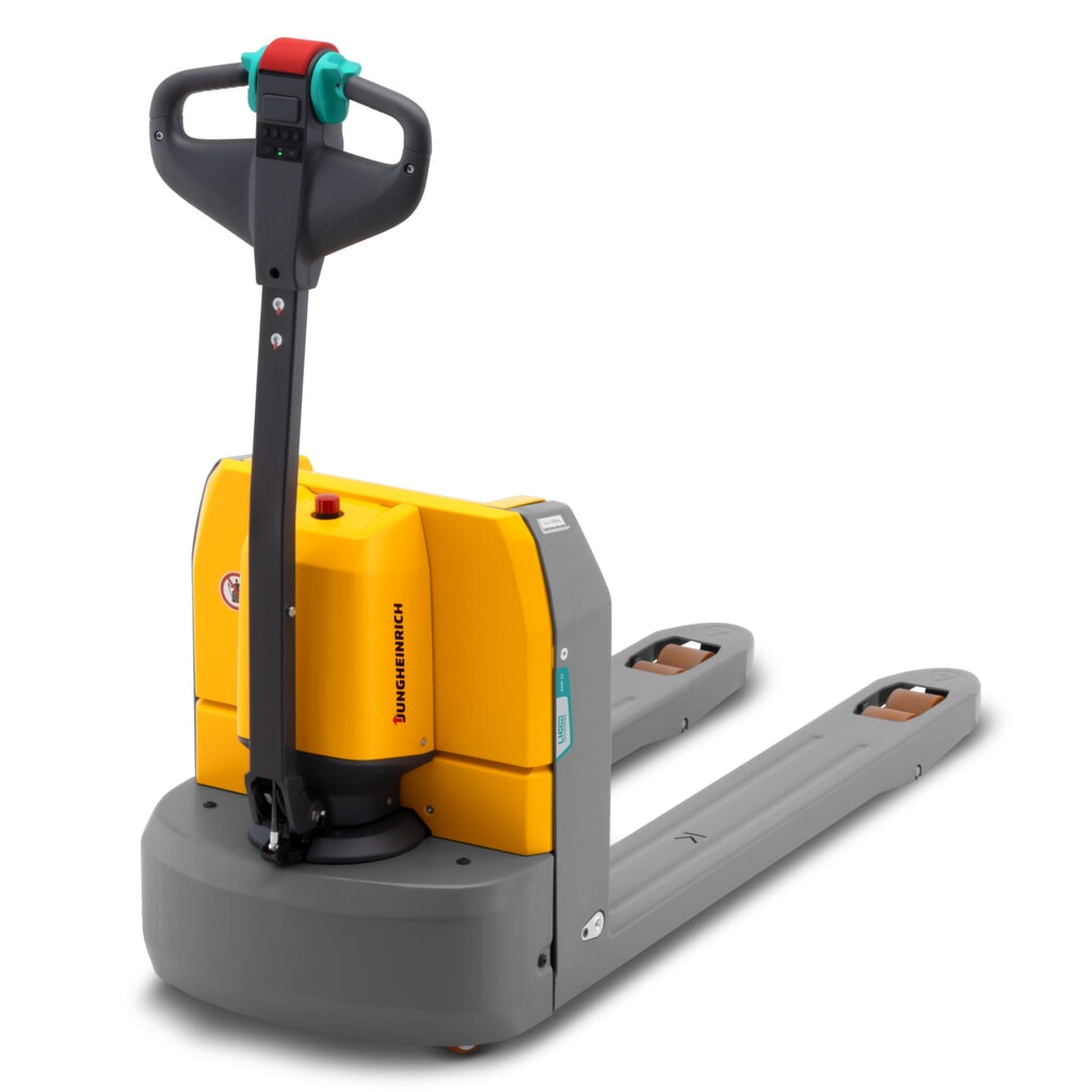 Transpalette électrique Jungheinrich AME 15, capacité de charge 1 500 kg, longueur de fourche 1 150 mm, largeur de fourche spéciale 670 mm, galets tandem Illustration du produit: Transpalette électrique Jungheinrich AME 15, capacité de charge 1 500 kg, longueur de fourche 1 150 mm, largeur de fourche spéciale 670 mm, galets tandem