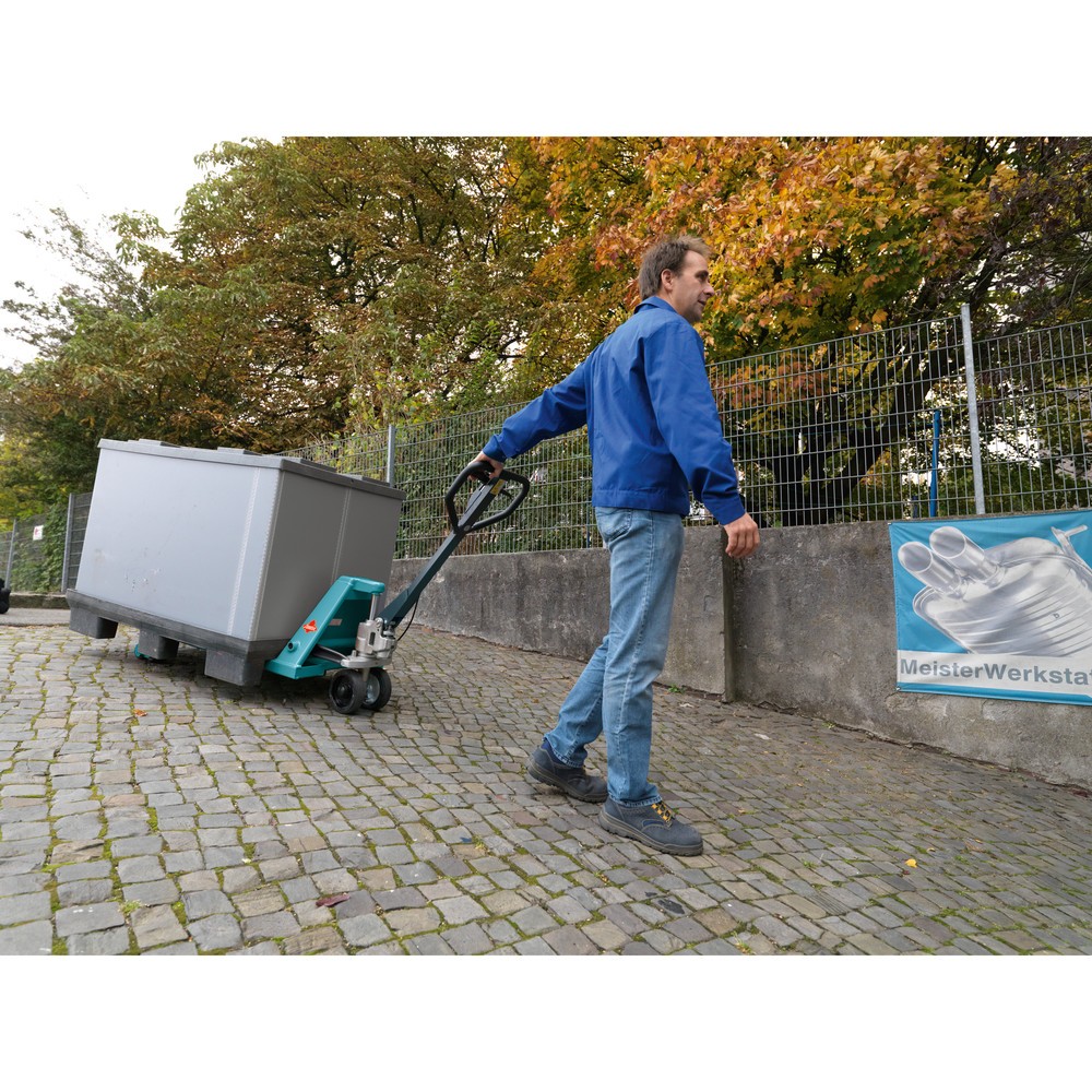 Numéro de l'image du produit 13: Transpalette manuel Ameise® PTM 2.5 avec frein à main, capacité de charge 2 500 kg, longueur des fourches 1 150 mm, caoutchouc plein / polyuréthane, galets tandem