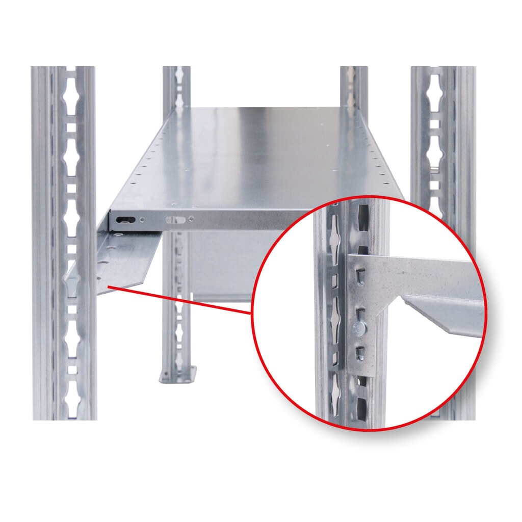 Traverse longitudinale pour rayonnage à tablettes SCHULTE, galvanisée, largeur 750 mm, convient pour tablette MULTIplus85/150 N° de l'image du produit 3 : Traverse longitudinale pour rayonnage à tablettes SCHULTE, galvanisée, largeur 750 mm, convient pour tablette MULTIplus85/150
