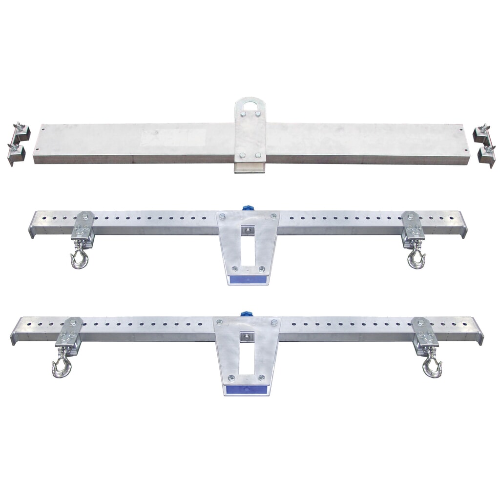 N° de l'image du produit 2 : Traverse porte-charge SCHILLING en forme de H en alu, avec 4 crochets de sécurité, poutre principale de 2 m, traverse de 2 m, capacité de charge de 1 000 kg