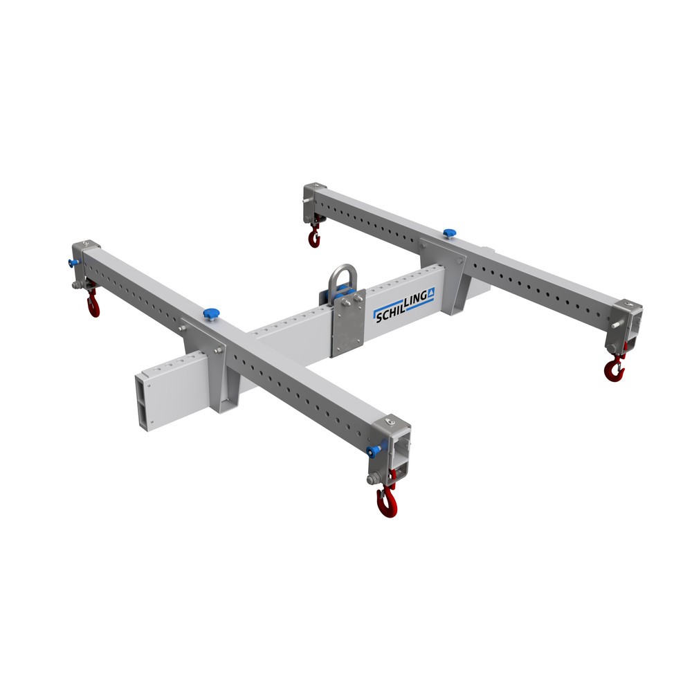 Numéro de l'image du produit 1: Traverse porte-charge SCHILLING en forme de H en alu, avec 4 crochets de sécurité, poutre principale de 2 m, traverse de 2 m, capacité de charge de 1 500 kg