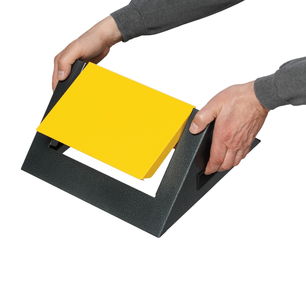 N° de l'image du produit 2 : VAR® Collecteur de déchets, 60 litres, autoextinguible, corps argent antique, couvercle rectangulaire / jaune