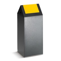 N° de l'image du produit 1 : VAR® Collecteur de déchets, 60 litres, autoextinguible, corps argent antique, couvercle rectangulaire / jaune