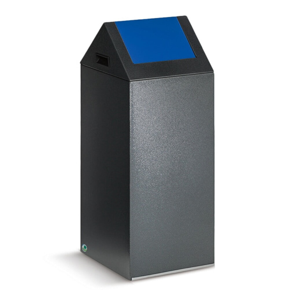 Illustration du produit: VAR® Collecteur de déchets, 60 litres, autoextinguible, corps argent antique, couvercle rectangulaire / bleu
