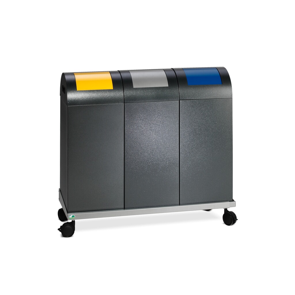 N° de l'image du produit 3 : VAR® Collecteur de déchets, 60 litres, autoextinguible, corps argent antique, couvercle rond / argent