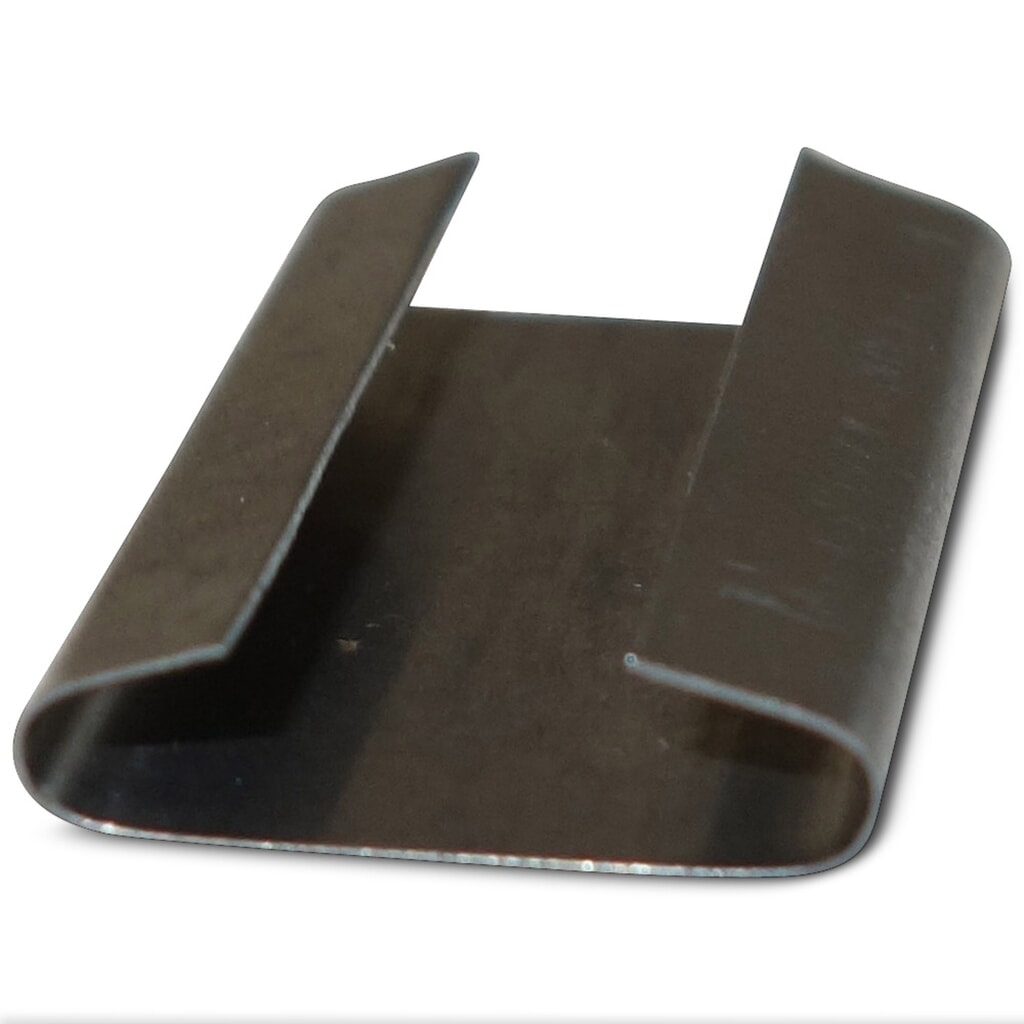 Chapes de fermeture pour feuillard en acier, Standard, pour largeur de feuillard 16 mm, 1 000 pces/unité de vente Illustration du produit: Chapes de fermeture pour feuillard en acier, Standard, pour largeur de feuillard 16 mm, 1 000 pces/unité de vente