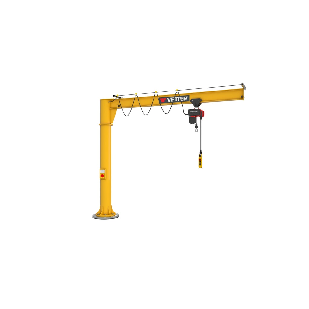 N° de l'image du produit 4 : VETTER® Potence, palan électrique à chaîne LIFTKET compris, version sur fût, plage de pivotement de 360°, portée 3 000 mm, capacité de charge 125 kg