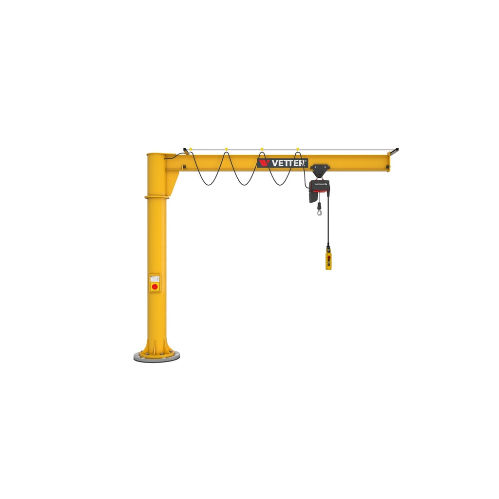 VETTER® Potence, palan électrique à chaîne LIFTKET compris, version sur fût, plage de pivotement de 360°, portée 3 000 mm, capacité de charge 125 kg N° de l'image du produit 1 : VETTER® Potence, palan électrique à chaîne LIFTKET compris, version sur fût, plage de pivotement de 360°, portée 3 000 mm, capacité de charge 125 kg
