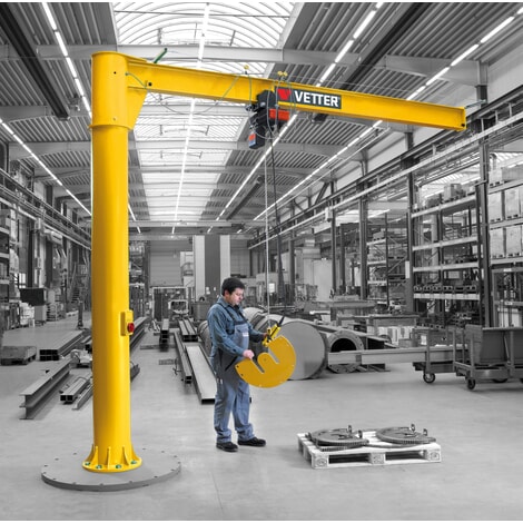 N° de l'image du produit 5 : VETTER® Potence, palan électrique à chaîne LIFTKET compris, version sur fût, plage de pivotement de 360°, portée 3&nbsp;000&nbsp;mm, capacité de charge 125&nbsp;kg
