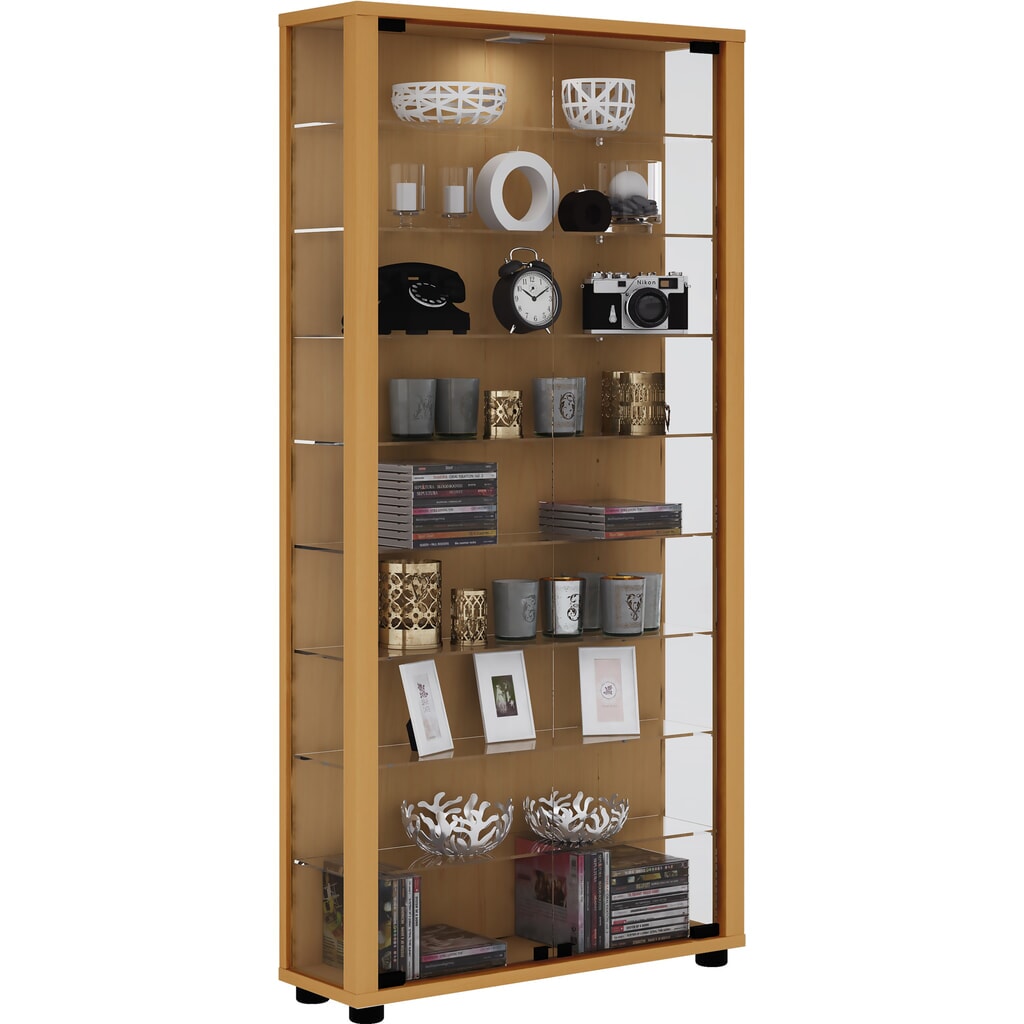 Illustration du produit: Vitrine à poser VCM Lumo Maxi, avec éclairage LED, hêtre