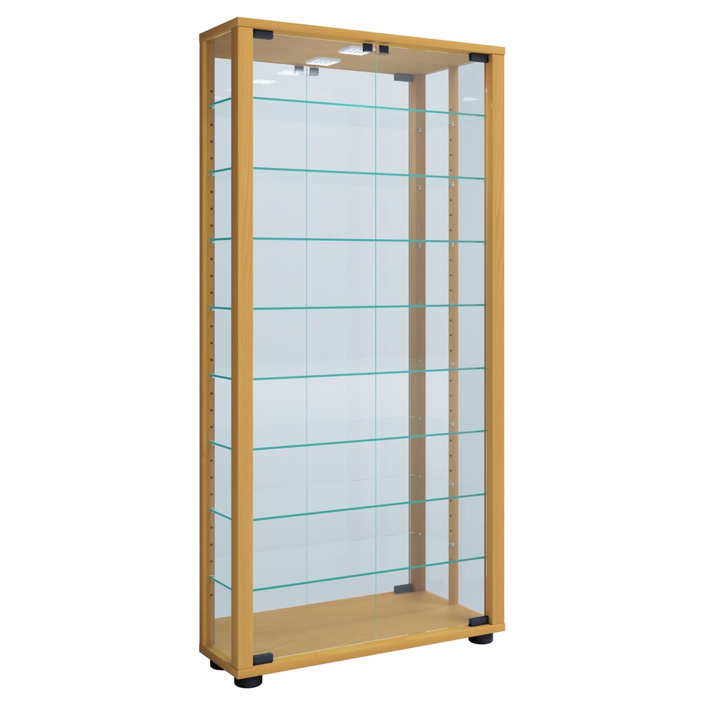 Vitrine à poser VCM Lumo Maxi avec miroir, éclairage LED inclus, hêtre Illustration du produit: Vitrine à poser VCM Lumo Maxi avec miroir, éclairage LED inclus, hêtre