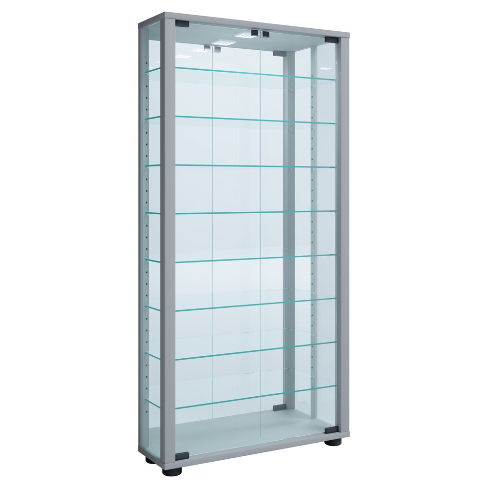 Numéro de l'image du produit 1: Vitrine Lumo Maxi avec miroir, éclairage à LED inclus, couleur argent