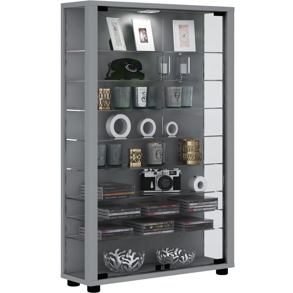 Numéro de l'image du produit 1: Vitrine à poser Lumo Mini, éclairage à LED inclus, couleur argent