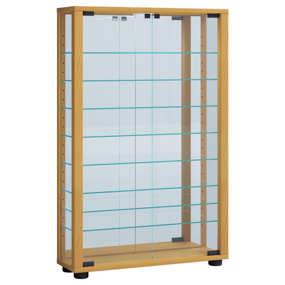 Illustration du produit: Vitrine Lumo Mini avec miroir, éclairage à LED inclus, hêtre
