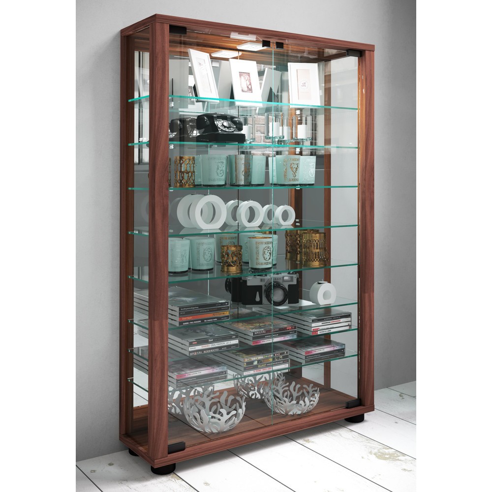 Numéro de l'image du produit 3: Vitrine Lumo Mini avec miroir, éclairage à LED inclus, cœur de noyer