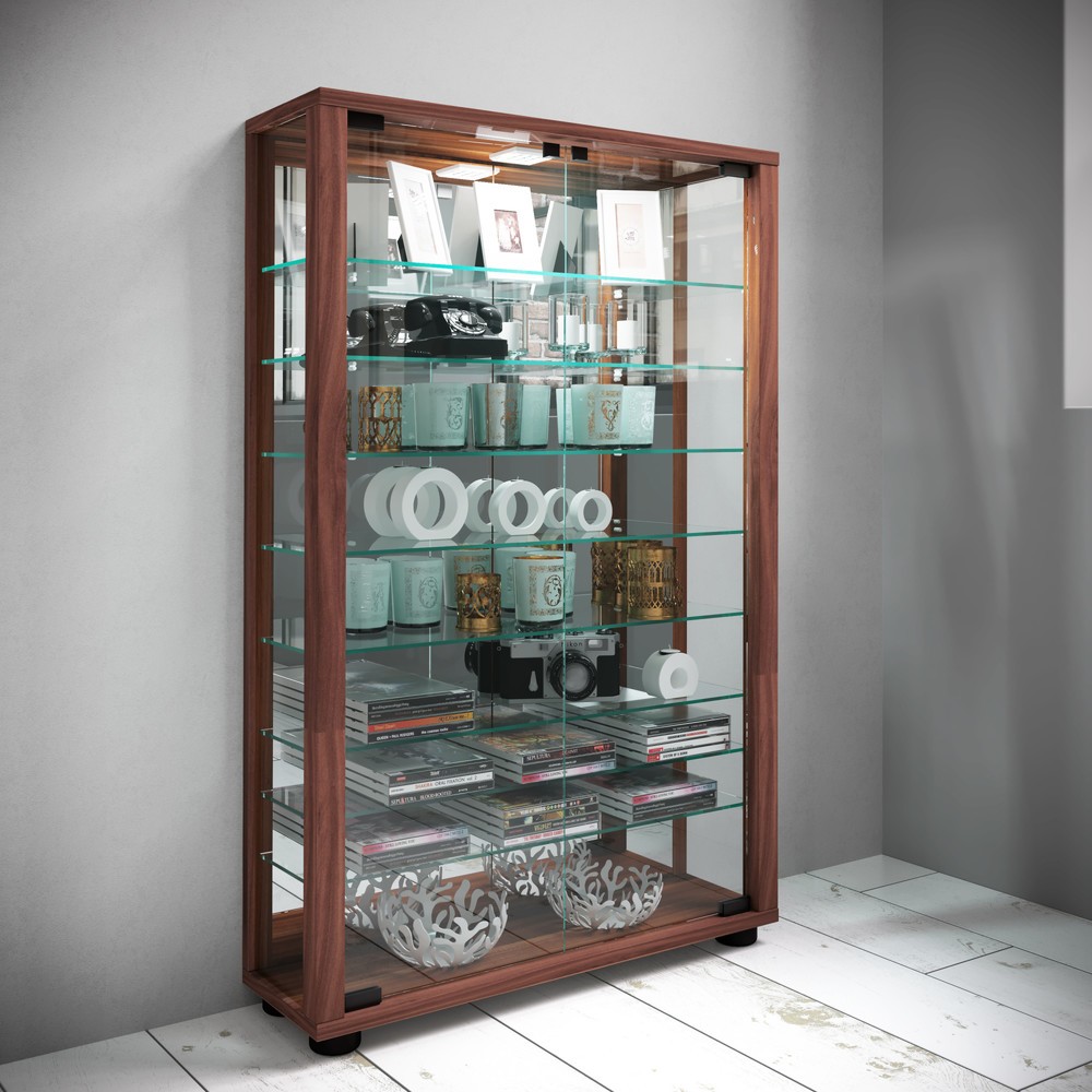 Numéro de l'image du produit 4: Vitrine Lumo Mini avec miroir, éclairage à LED inclus, cœur de noyer