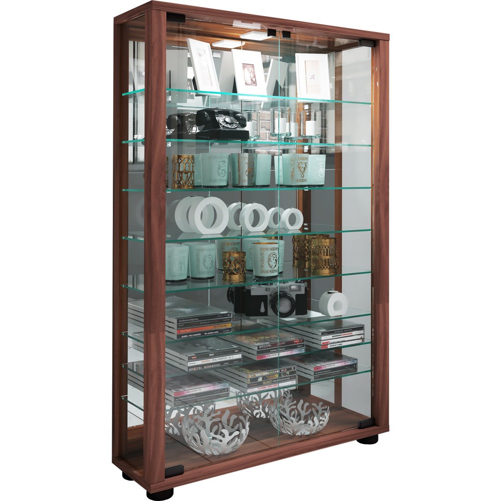 Numéro de l'image du produit 5: Vitrine Lumo Mini avec miroir, éclairage à LED inclus, cœur de noyer