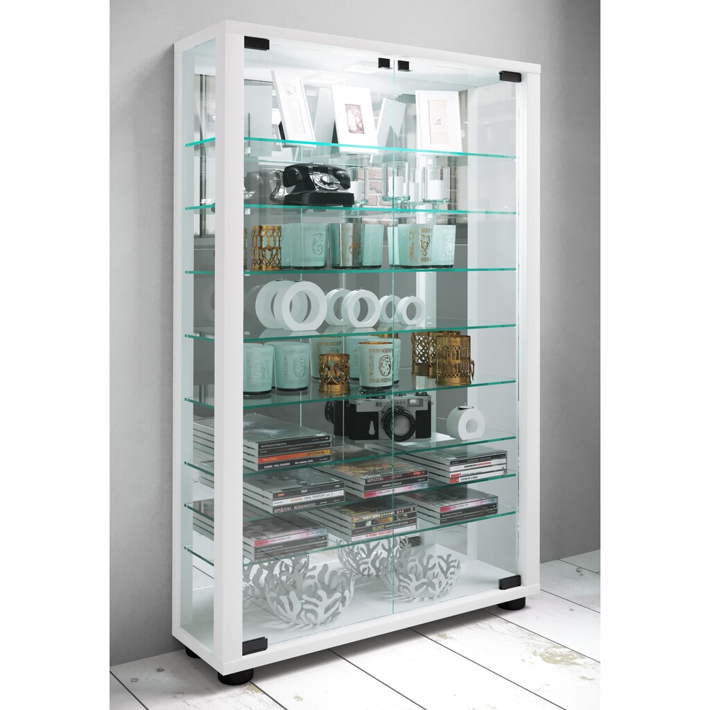 N° de l'image du produit 3 : Vitrine à poser VCM Lumo Mini avec Miroir, éclairage LED inclus, blanc