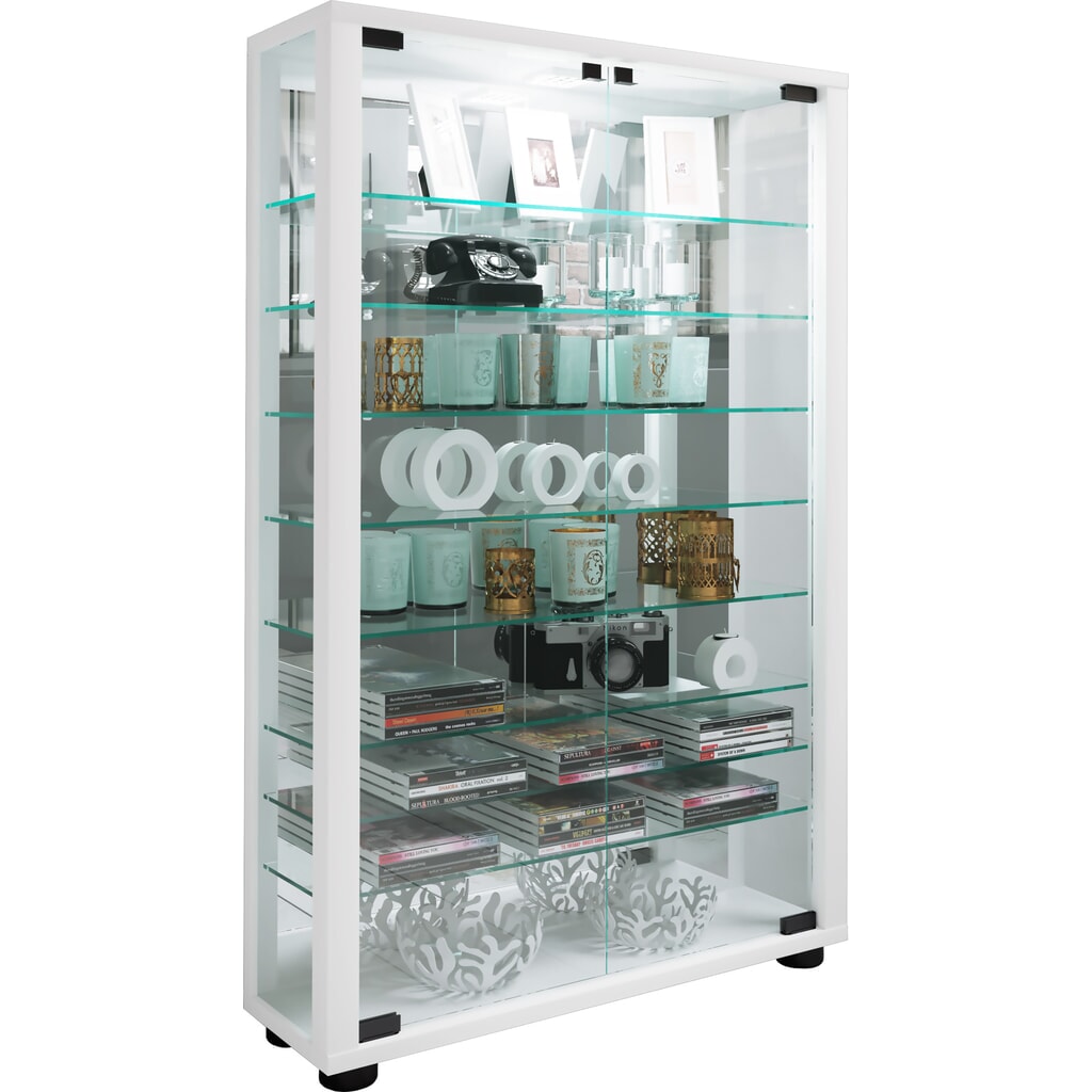 N° de l'image du produit 5 : Vitrine à poser VCM Lumo Mini avec Miroir, éclairage LED inclus, blanc
