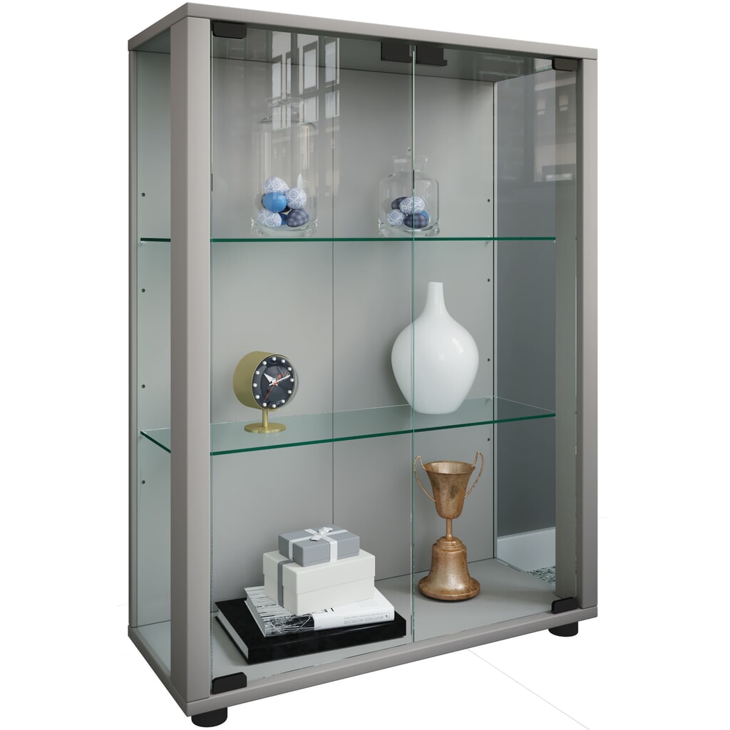 Vitrine à poser VCM Sintalo, avec éclairage LED, argentée Illustration du produit: Vitrine à poser VCM Sintalo, avec éclairage LED, argentée
