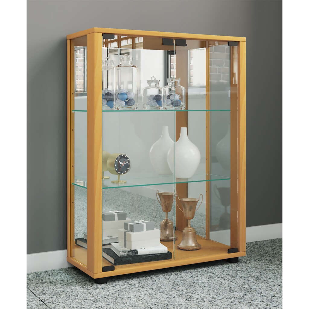 Vitrine à poser VCM Sintalo avec Miroir, hêtre N° de l'image du produit 3 : Vitrine à poser VCM Sintalo avec Miroir, hêtre